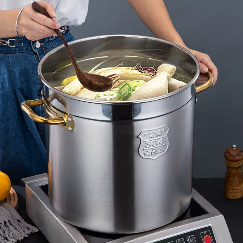 Soup Bucket Hotel 304 Stainless Steel Brine Bucket Storage Pot Soy Milk Bucket Brewing Pot Lid Stainless Steel Bucket