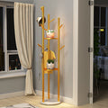 Three-pole bedroom hanging clothes rack, floor-standing coat rack, accessible luxury marble iron art, does not take up space, room clothes rack