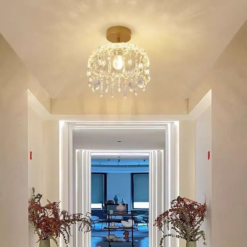 Luxury crystal entryway chandelier - french art style for hallway, corridor, balcony, and ambiance enhancement