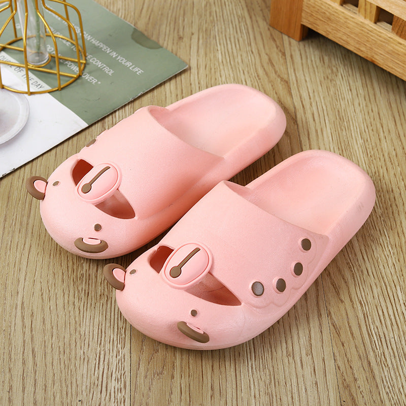 Cute 2023new arrival slippers women's bear crocs funny baotou summer non-slipoutwear sandals feeling like stepping on shit