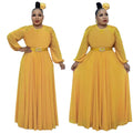 fashionelegantwork clothinghigh waistslimming look african plus size women's clothingloosepure colordress comes with belt