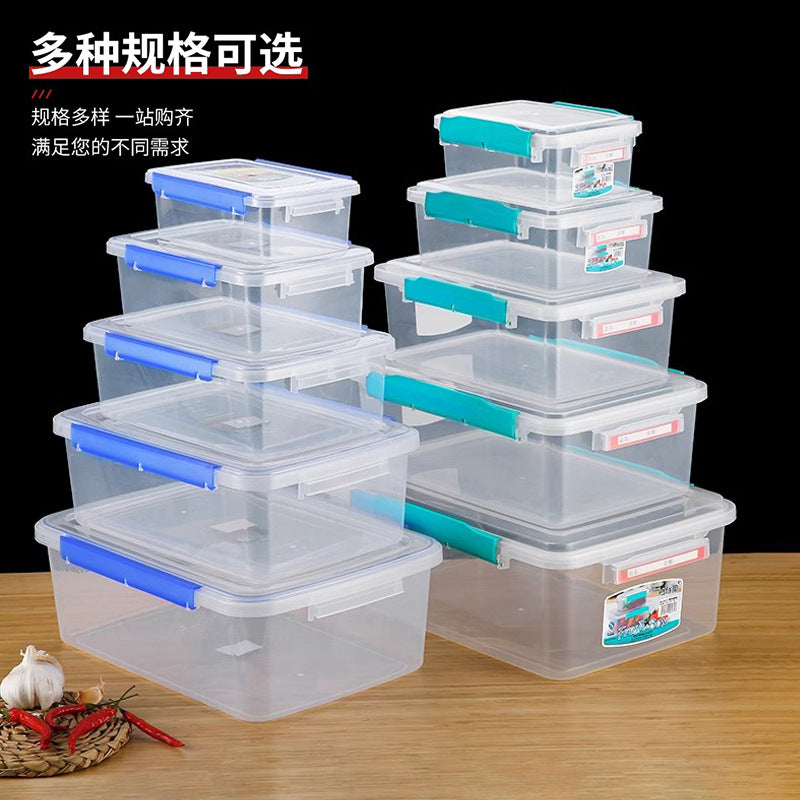 Free shipping commercial transparent refrigerator fresh-keeping box large-capacity sealed buckle lid box heat-resistant food storage box frozen belt lid