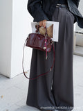 2024 fall/winter new women's bag: oil wax leather boston pillow bag - vintage, casual, versatile handbag & crossbody bag