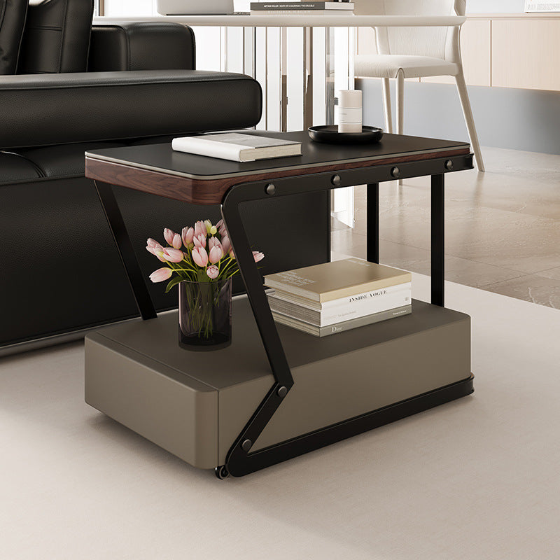 All solid wood movable coffee table smart sofa side table modern casual corner table living room multifunctional storage cabinet movable