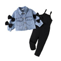 Kids clothing  cross-border new arrivalfashionspring & fallgirl denim long sleevesoutwear one-piece pants