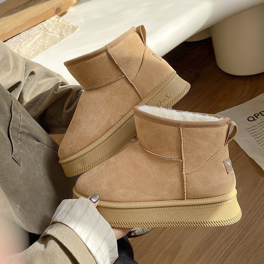 Snow boots for women 2026new arrivalwinterthick sole birkenstock cotton shoes fleece-linedthickened short boots non-slipheattechnortheast