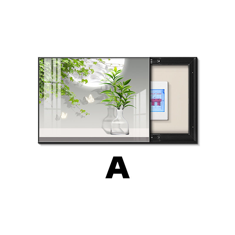 Modern simple meter box decorative painting green plant distribution box electric switch box living room switch box strong electric box blocking hanging painting