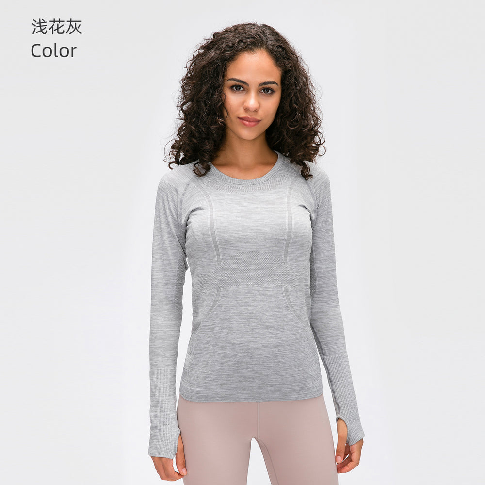D19083: diqian apparel new seamless yoga top - women's long sleeve activewear for running, comfort, breathability, and fitness