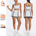 New color block active skort - anti-exposure tennis skirt, running, fitness, yoga skirt with built-in bra - tennis outfit set