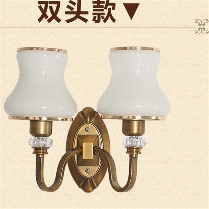 Single head bronze wall room american wall lamp bedroom modern retro european light luxury bedside lamp living room background wall