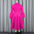 Fall and winternew arrivalbows stand collar puff sleeve large hem skirt retroelegance waist a hem party dress dres
