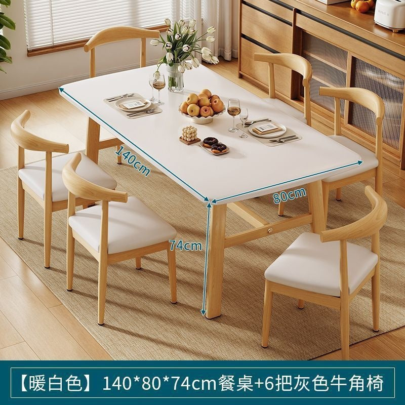 Dining table and chair combination small apartment for home rectangular table and chair commercial breakfast shop dining table and chair fast food restaurant iron horn chair