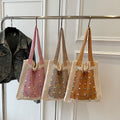 Knitted dopamine bag for women, 2026 spring new fashion shoulder bag, underarm bag, student handbag, large capacity tote bag