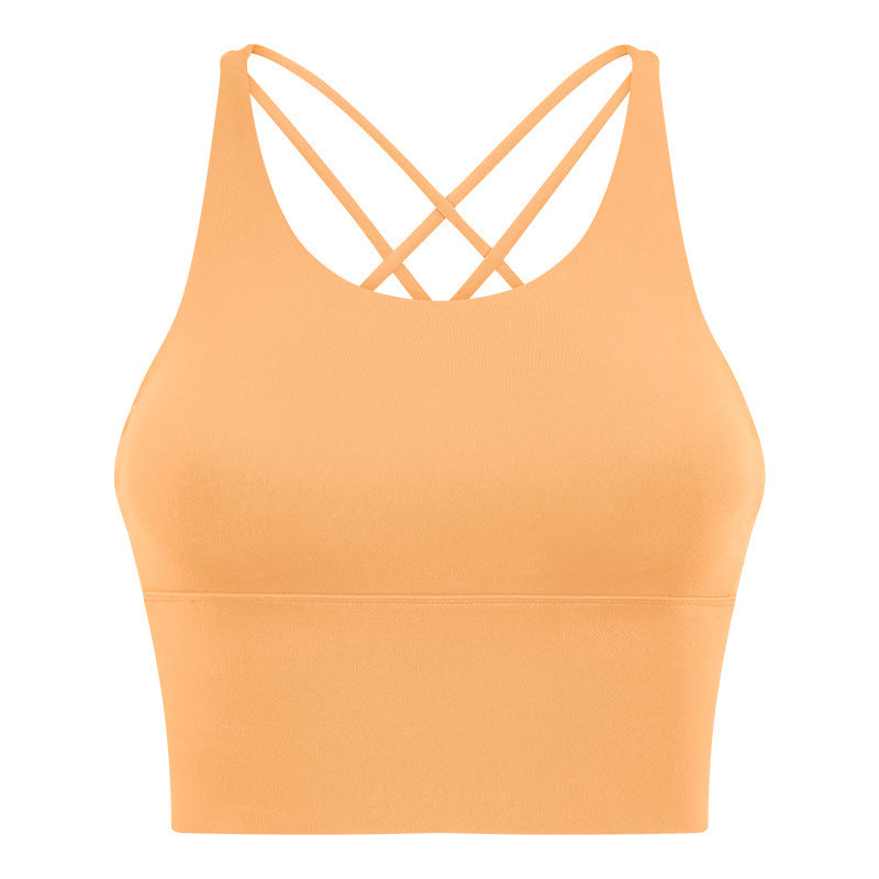 New arrival thin shoulder strap cross back sports intimates women's new arrivalsexybackless fitness yoga bra d19095