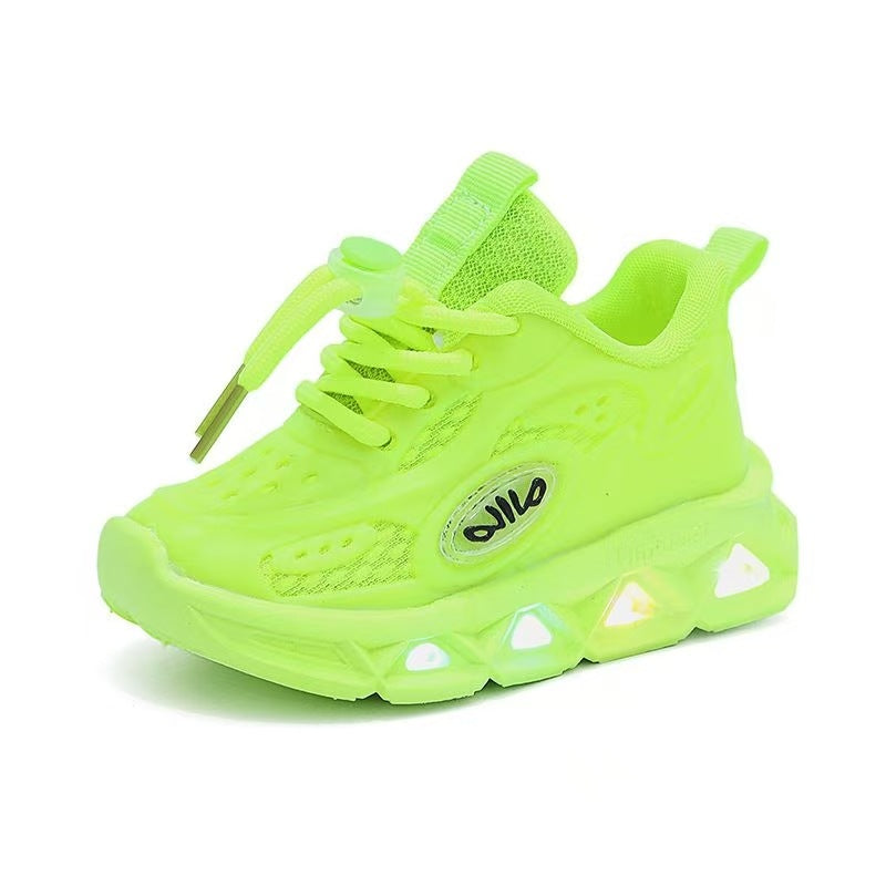 Autumn children's light-up shoes: boys' and girls' glowing sneakers, kids' mesh shoes, non-slip soft sole flashing athletic casual shoes