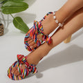 European and american cross-border  summer new arrival: women's plus size flat rainbow floral round toe thong sandals
