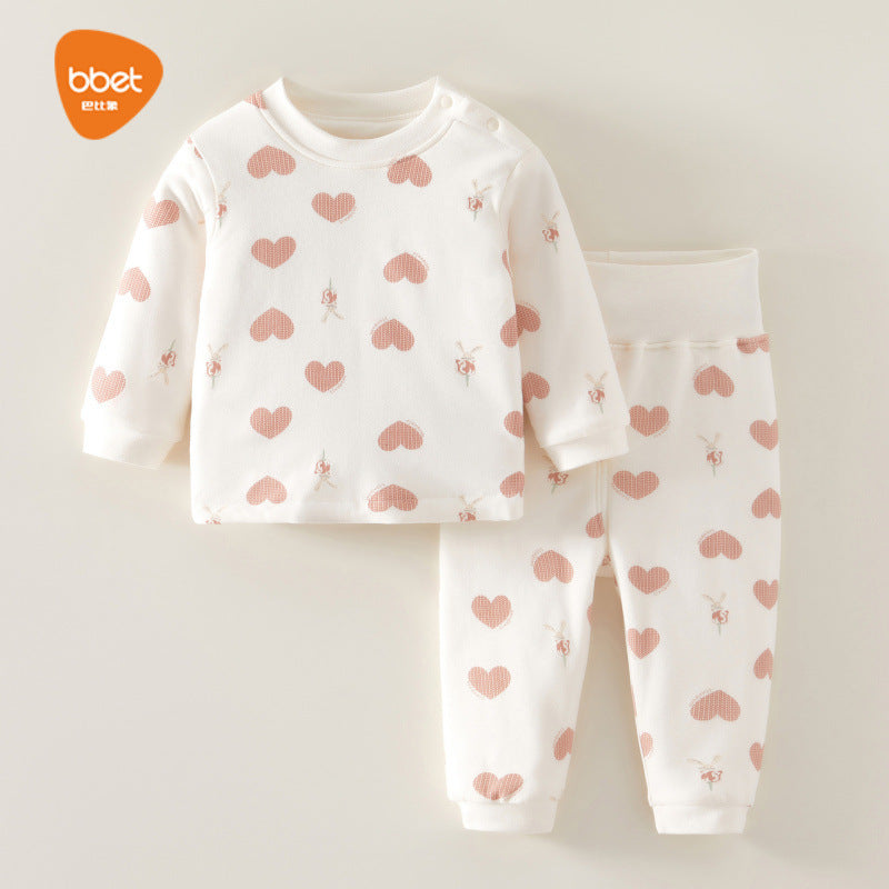 Babibele baby clothes autumn and winter quilted baby kids thin cotton high waist belly protection home clothes kidsintimatessuit
