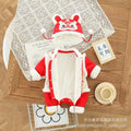 Baby new year's quilted thickened romper winter jumpsuit newborn chinese style full month celebration outfit