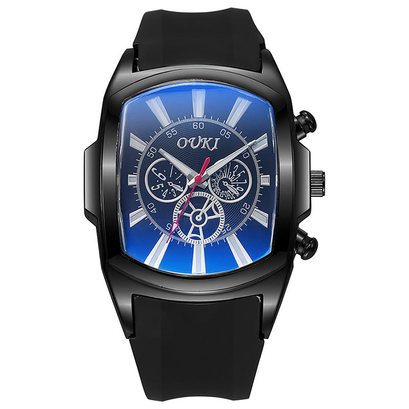 New barrel-shaped blue light glass large dial men's watch trendy quartz watch men's wristwatch factory wholesale