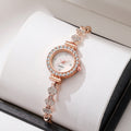 girls watch with small diamonds inspreppy style elegant dial decoration lazy pull-out small bracelet women's watch