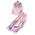 Light mature style printed cardigan wide-leg pants two-piece set for women autumwork clothingcasualslimming lookeasiest for matchsuit