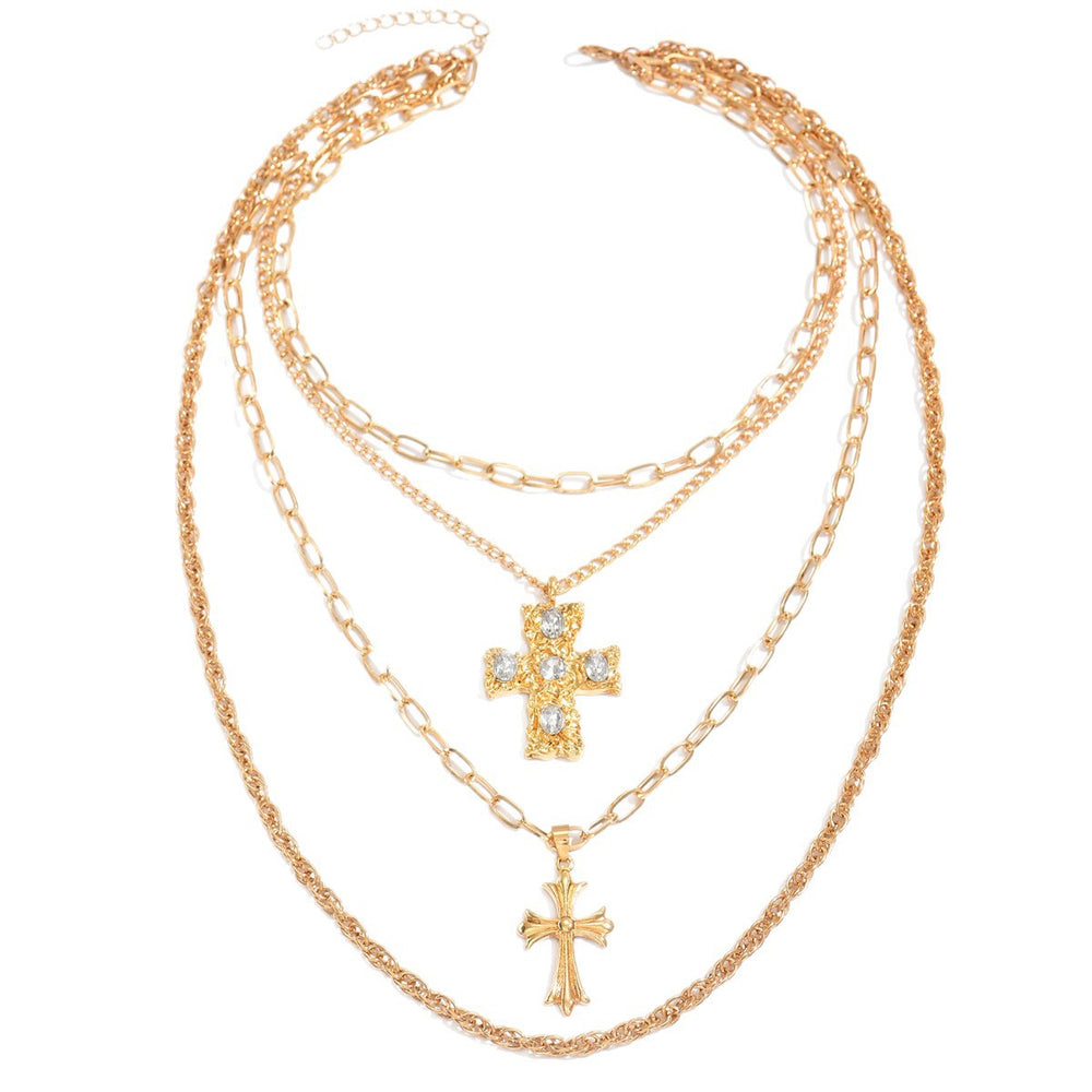 Long cross necklace wholesale european and american cross-border alloy jewelry women's exaggerated sweater chain niche high-end necklace