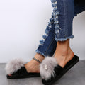 2024 fall/winter new korean style butterfly one-strap flat slippers, warm round-toe indoor/outdoor cotton slippers, fuzzy slippers for women
