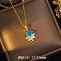 New japanese and korean style copper inlaid zircon blue zircon necklace, earrings, and ring set - unique design, high-end fashion, sweater chain jewelry