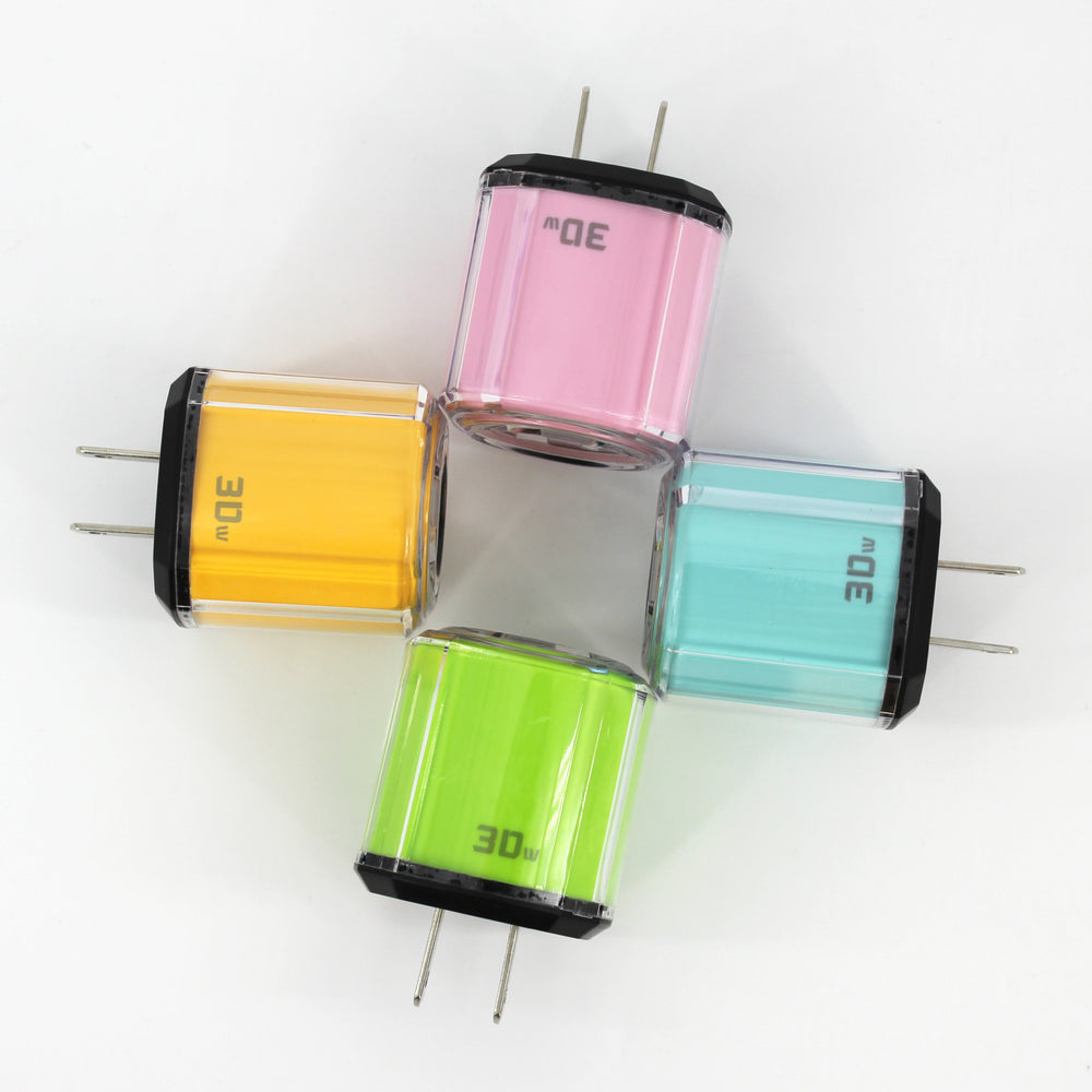 pd 30w crystal clear charger - 20w dual-port a+c multi-port fast charging adapter, compatible with apple chargers