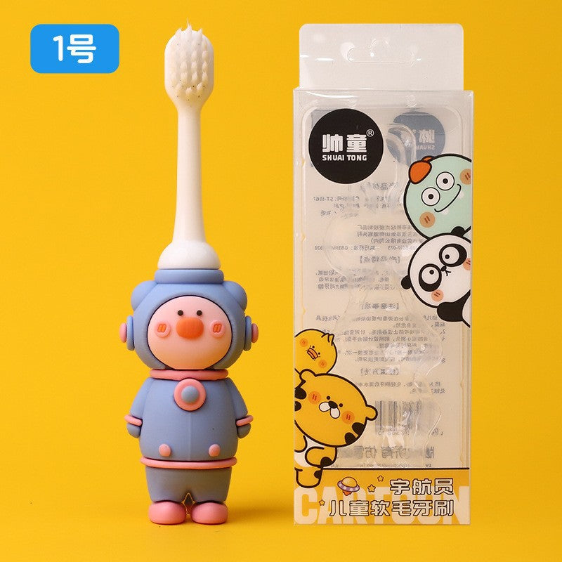 Boxed children's toothbrush cartoon baby cartoon astronaut soft bristle toothbrush 3-12 years old baby oral cleaning