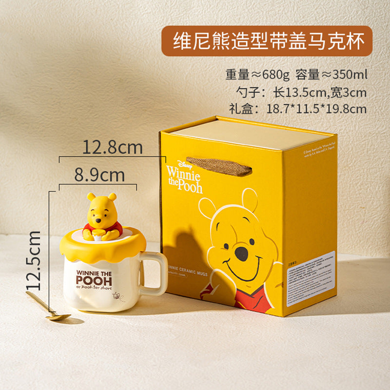 Ceramic cup gift box mug with lid with spoon coffee cup holiday gift box cartoon cup cute water cup