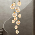 Accessible luxury all-copper spanish marble living room chandelier new chinoiserie round cake restaurant duplex house courtyard rotate staircase