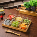 【acrylic 6-compartment gold-edged hammered texture】+ bamboo tray