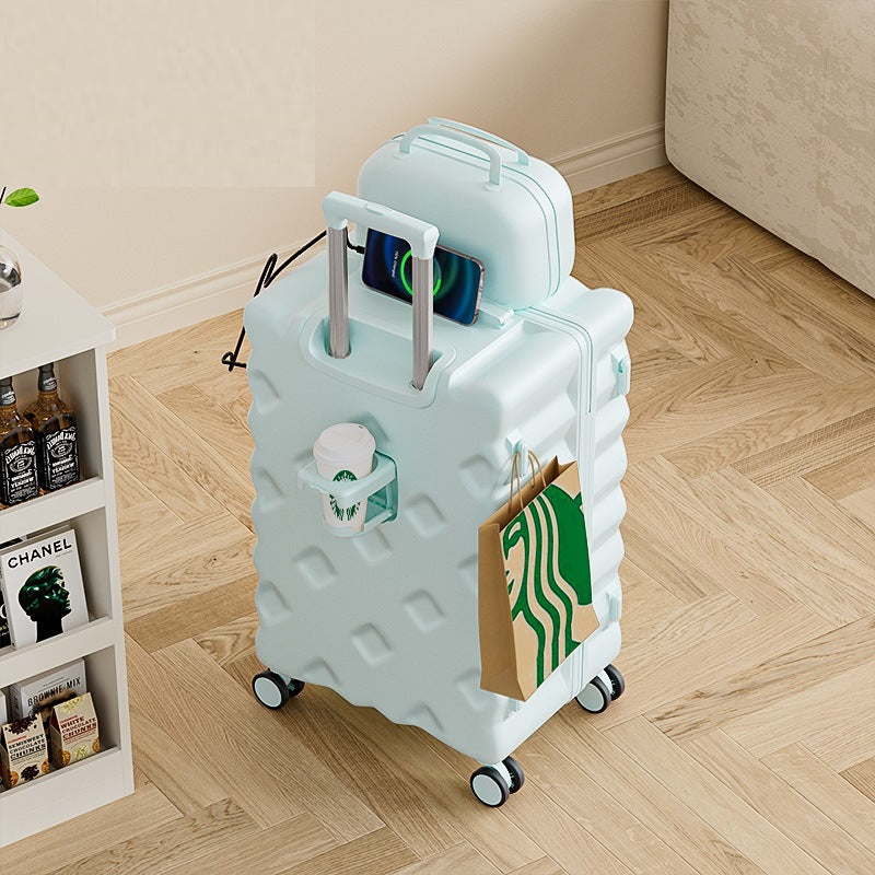 Large-capacity suitcase female 2024 new suitcase 20-inch boarding rod password leather case universal wheel parent-child