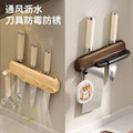 Kitchen knife rack - no drilling required, vertical design for easy access, multiple knife slots, space-saving countertop organizer, wall-mounted knife holder