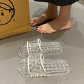 Influencer-approved clear crystal slippers for women - summer outdoor wear, non-slip printed glass slippers, fairy style princess korean design, breathable