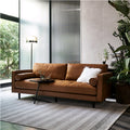 Retro oil wax full genuine leather sofa first layer cowhide casual small apartment straight row three-person slot scandinavian style american style living room