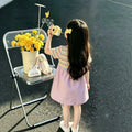 Girls' overalls dress set - summer  new collection: kids' fashion striped short-sleeve summer style, sweet baby two-piece look