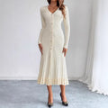 autumn new arrival slimming waist retro base layer dress with button collar knitted elegant women's mesh dress