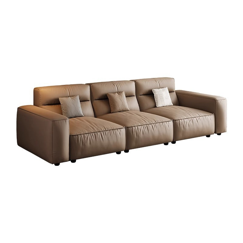 8000 square meter factory genuine leather sofa small apartment modern casual living room straight row high back tofu block sofa