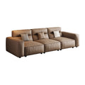 Italian normcore genuine leather sofa small apartment modern casual living room straight row high back tofu block sofa