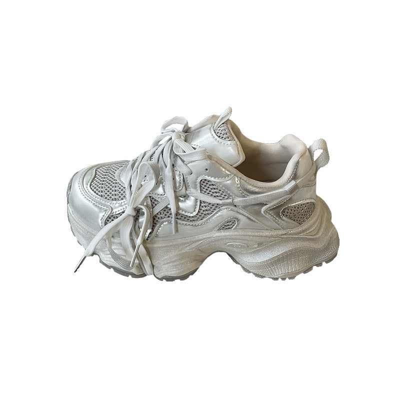 Hong kong style retrobest selling dad shoes for women 2026new arrival small breathable round toe lightweight thick sole dirty sneakers