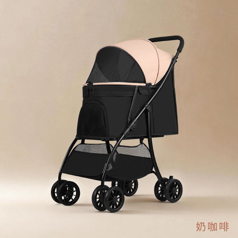 Pet stroller - lightweight & foldable for small to medium dogs & cats - one-click fold, large capacity