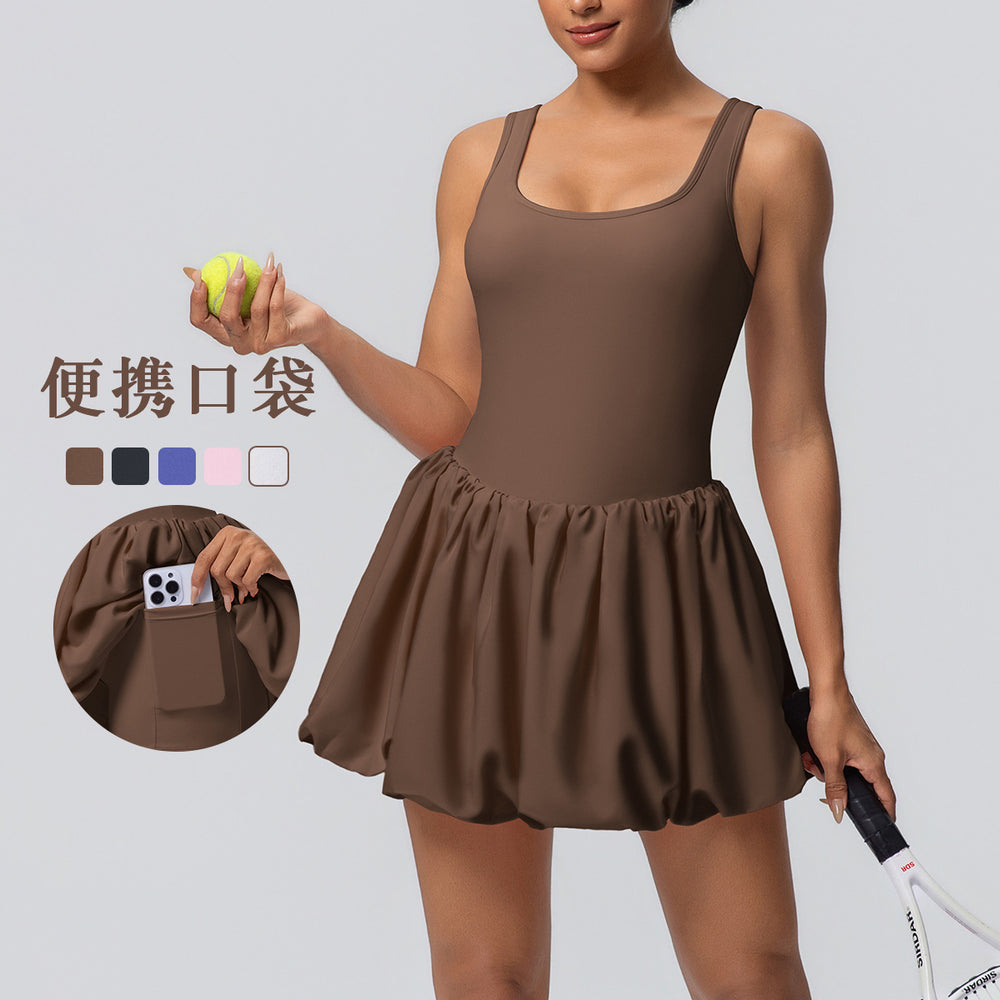 fashionnew arrival nude fake two-piece sports dress fashion tape bottom outdoor running fitness tennis skirt