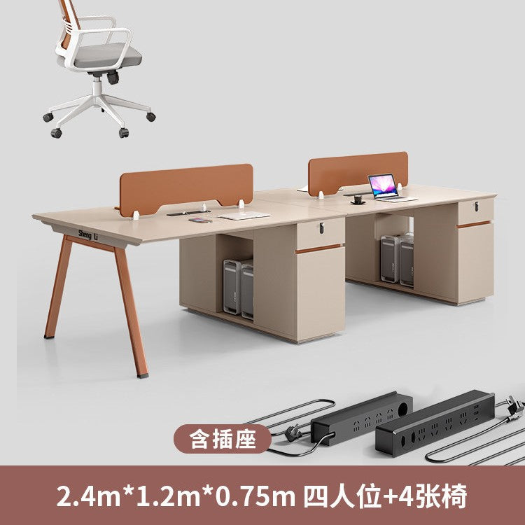 Saint li office desk and chair set - 4/6 seater minimalist modern office table with partition workstation computer desk