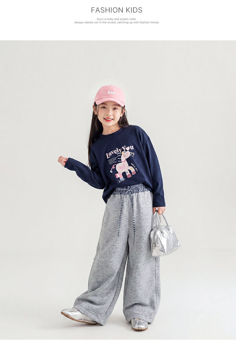 autumn new cartoon girls' and children's korean style soft and skin-friendly top, korean style long-sleeved t-shirt base layer
