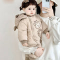 Autumn winter baby fleece-lined hoodie hooded hoodie baby onesie k-style winter clothing heattech clothes outing hoodie
