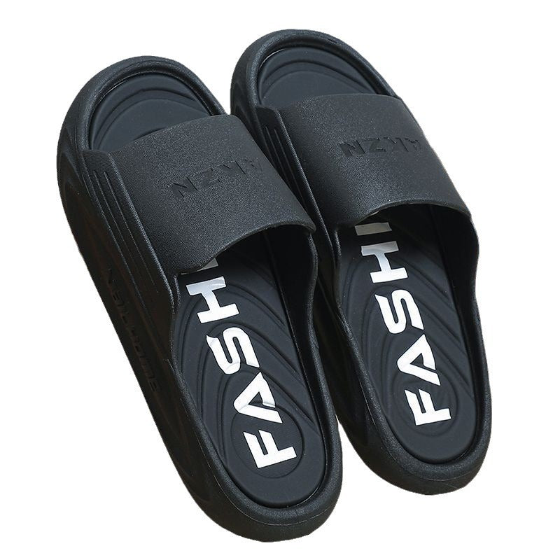 2024 new korean style men's slippers - trendy outdoor & indoor, bathroom-friendly, non-slip, thick-soled, wear-resistant men's sandals