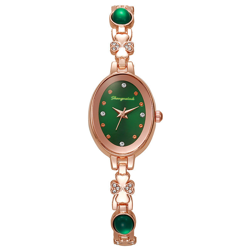 New arrival shangmei brand high-looking casualfashionelegantaccessible luxury diamond-encrusted retro oval watch women's watch