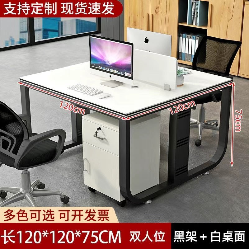Modern minimalist office desk set - 4/6 workstation with partition, staff card seat, office desk and chair combination